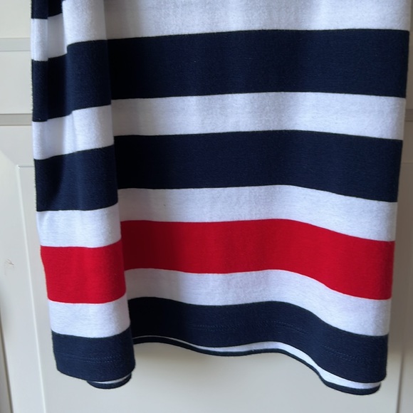 RALPH LAUREN. Women’s. PETITE XS. 100% cotton.  Blue and white stripe, w red. - Picture 6 of 7